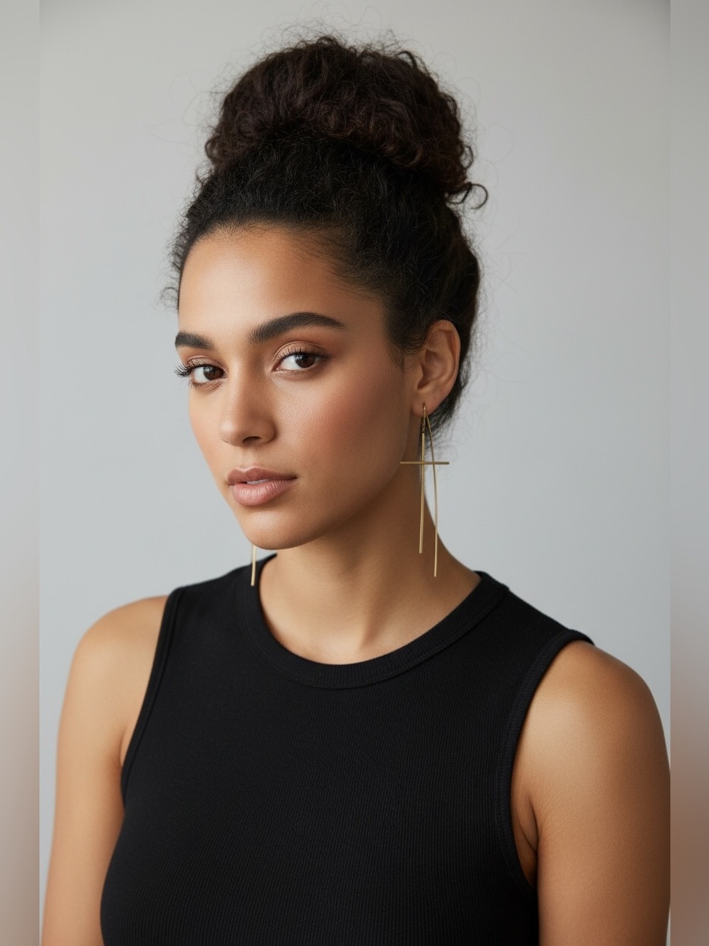 AWFH Gold Tassel + Cross + Drop Earrings
